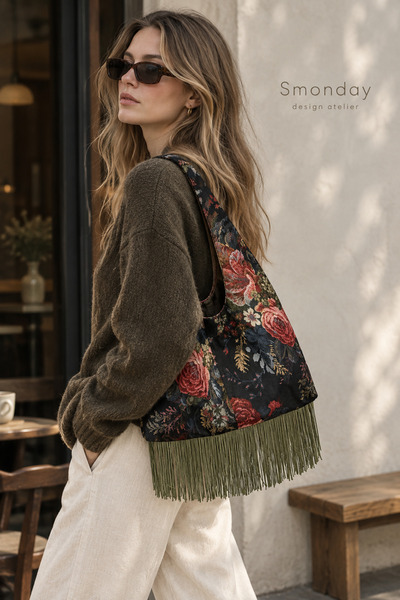Smonday Püsküllü Boho Omuz Çantası