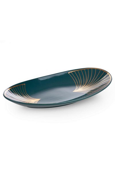 Eurofirany Farfurie, Eurofirany, Ceramica, 40 x 20 x 4 cm, Turcoaz/Auriu