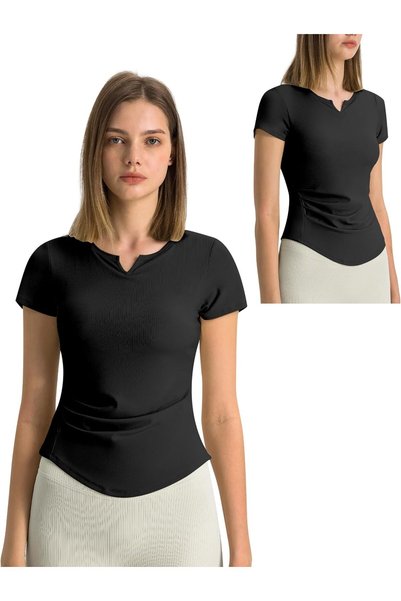 OtherMax Tricou Sport Femei Fitness Funcțional Respirabil Negru M