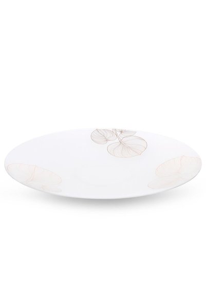 Eurofirany Platou decorativ, Eurofirany, 37x4cm, sticla, alb/auriu