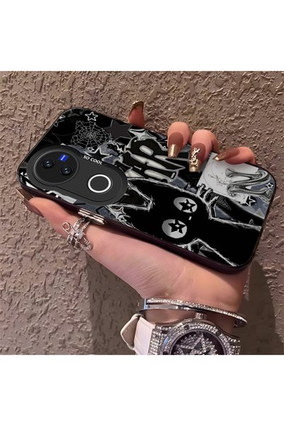 CHICASELUX حافظة متوافقة مع هاتف Vivo V50 بتصميم Graffiti Style Black Cat، تد...