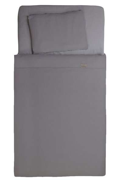 BabyMatex Set lenjerie patut BabyMatex, muslin bumbac, 100x135cm, gri, cu pro...