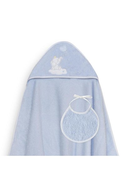 Interbaby Set prosop cu gluga si baveta Interbaby, elefant cu inimioara, alba...