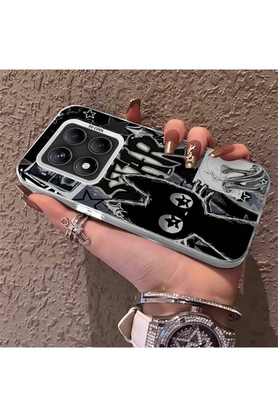 CHICASELUX حافظة مطبوعة على شكل قطة سوداء بتصميم جرافيتي متوافقة مع Redmi Not...