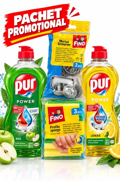 Pür Προωθητικό πακέτο 2x 450 ml απορρυπαντικό πιάτων + 3 σφουγγάρια προστασία...