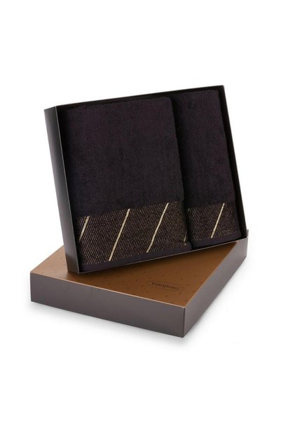 Eurofirany Set 2 prosoape de baie, Eurofirany, Bumbac, 30x50/70x140 cm, Negru
