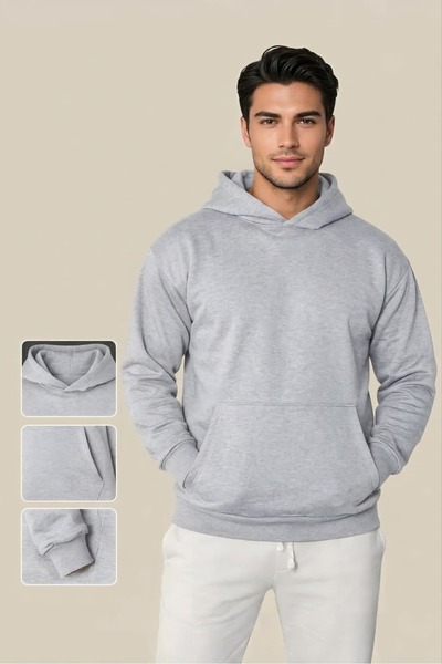Trend Alkan Men's Hooded Oversize/Relaxed Fit Sweatshirt with Inner Pockets