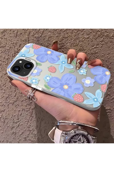 CHICASELUX حافظة متوافقة مع هاتف iPhone 13/14 بنمط زهرة الفراولة، واقية، للاس...