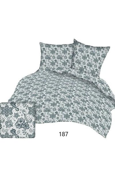 Karo Lenjerie de pat 160x200 flori albe gri 187 bumbac Max