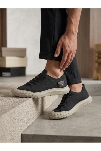 BPM Ba0248 Black Beige Sole Flexible Lace-Up Ultra Light Breathable Sneaker S...