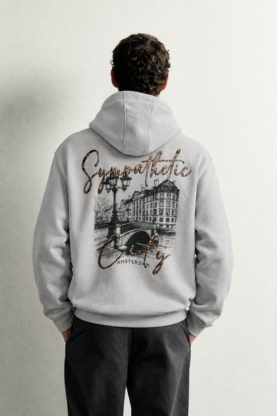 king brich Men's Kangaroo Pocket Amsterdam Printed Embossed Hooded Oversize S...