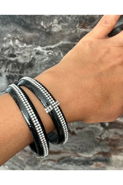 tones official Design Black/White Stone Modern Acrylic 2 Pieces Bracelet/Bangle