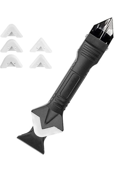 MIKUER 6 Pcs 3 in 1 Caulking Tool Kit,Reusable Silicone Glue Corner Scrapers ...