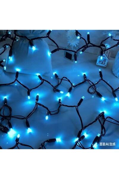 OEM Instalatie LED IP65 cu flash, fir negru, 100 LED, 10 m, albastru