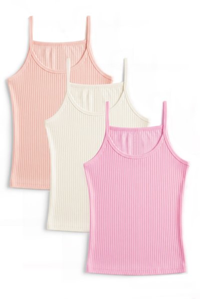 Öts Girl's 3-Piece 100% Cotton Athlete Undershirt with Ribbed Thin Straps and...