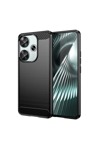 BURAQ For Redmi Turbo 3 Carbon Fiber Brushed Texture TPU Phone Case(Black)