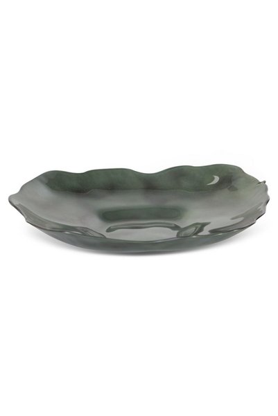 Eurofirany Bol decorativ din sticla, 30x28x5cm, verde