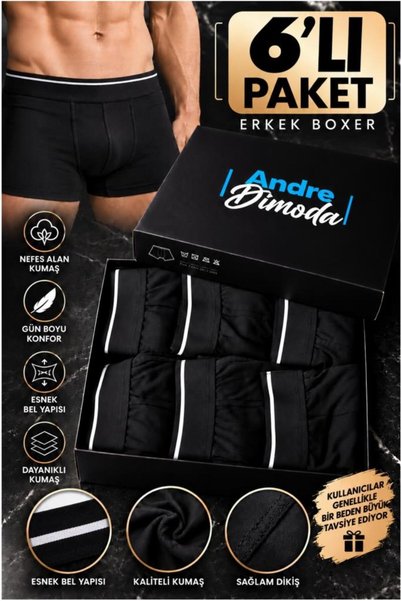 trendybee Men's Cotton Boxer 6-Piece Pack Comfortable Fit Black Color in Spec...