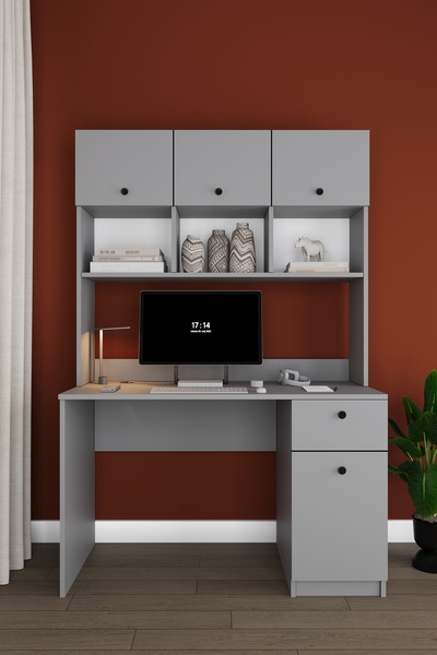 asratrend Modern Dolaplı Çekmeceli Kitaplıklı Çalışma Masası %100 MDF Bilgisa...
