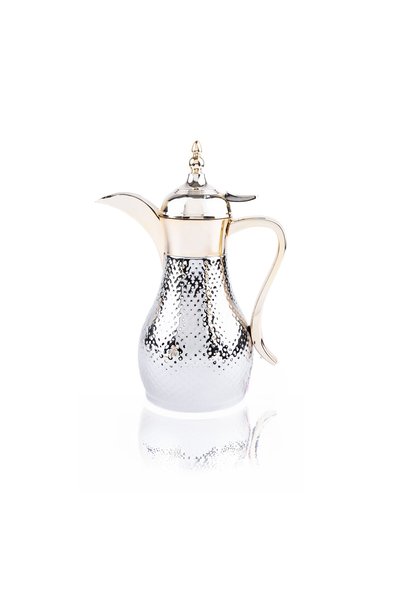 Alsaif Home Hammered Stainless Steel Coffee Dallah - 1L | Silver & Gold