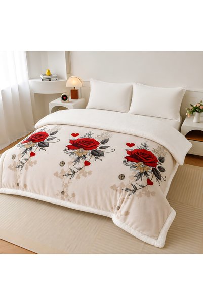 FAMILYDESIGN Patura pufoasa dubla cocolino cu blanita ecologica, 200X230 cm, ...