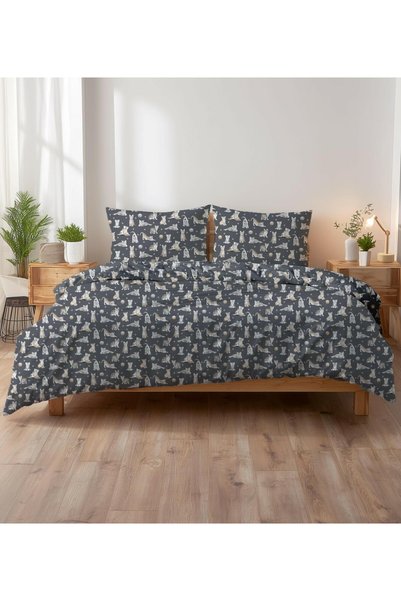 Karo Lenjerie de pat, Cotton Home Kids, Set 2 piese, bumbac, gri grafit, mode...