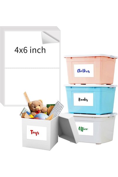 AZONEE 100 Pcs Labels for Storage Bins, 6X4" Removable Labels for Storage Bin...