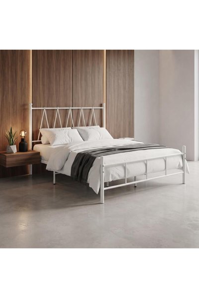 NO BRAND سرير حديد مودرن 200×180 سم أبيض