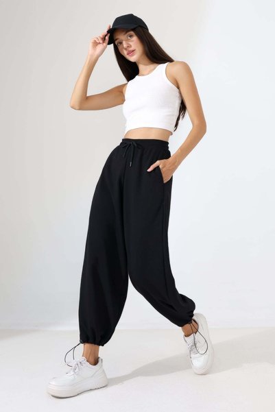 ModaPlaza Women's 3-Strand Cuffed Sweatpants Without Pockets 22376