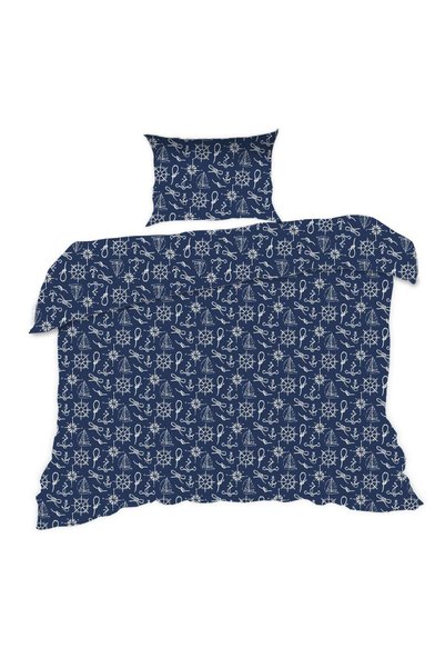 Karo Set lenjerie de pat din bumbac, fara marca, 1446N, bleumarin marinaresc,...