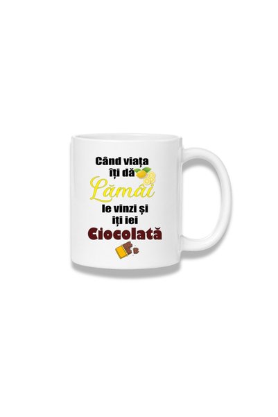 Fabricacucadouri.ro Cana ceramica 380 ml – Cand viata iti da lamai – ciocolata