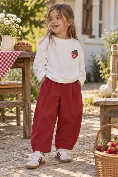 Hello Minies Toys&Accessories KIZ ÇOCUK ÇİLEK BASKILI PANTOLONLU ALT ÜST İKİL...