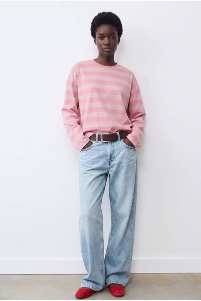 Klotho MAIA Pink Striped Long Sleeve Boxy T-Shirt