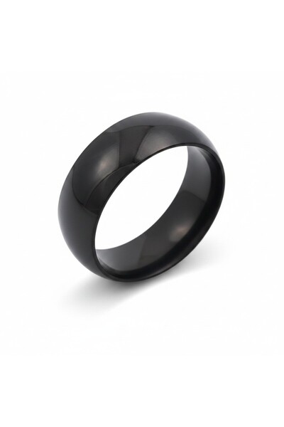 Alviro Verighetă clasică neagră din oțel inoxidabil 316L, 8 mm, mărimea 14