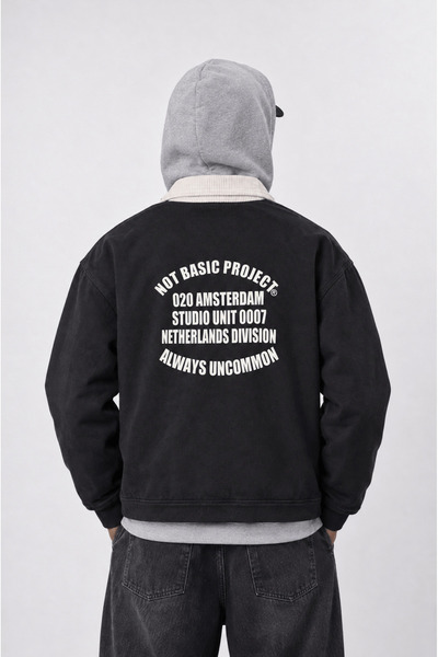 Respire Men's Not Basic Project Printed Oversize Jacket Black
