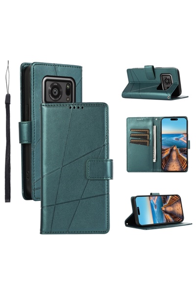 BURAQ For Sharp Aquos R6 PU Genuine Leather Texture Embossed Line Phone Case(...
