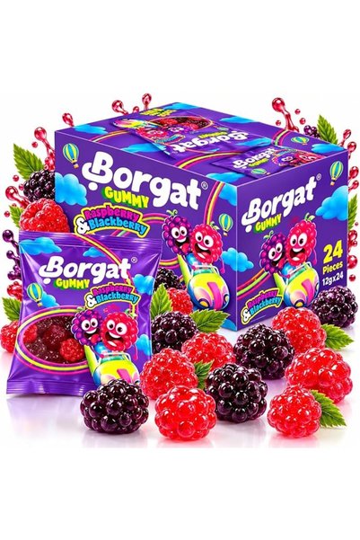 Borgat Box حلوى جيلي بنكهة التوت الأحمر والتوت الأسود من بورغات، حلوى مضغ قاب...