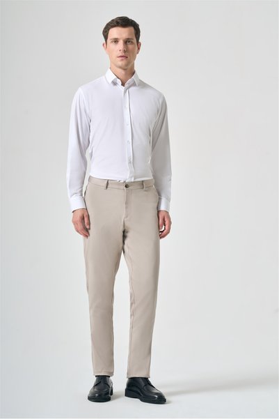 İmza Stone Color Side Pocket Textured Comfort Fit Cotton Chino Trousers 10032...