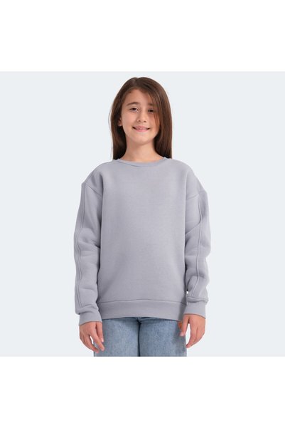 Slazenger Logan Unisex Kids' Stone Gray Sweatshirt