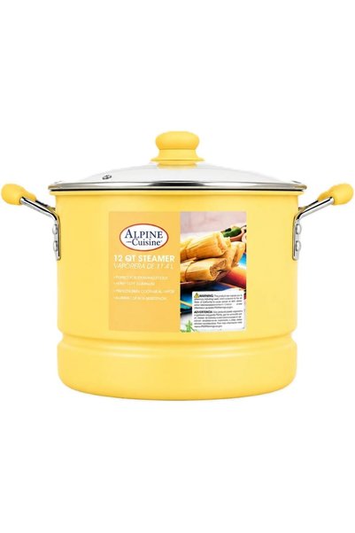 Generic Alpn Cuisine 12 Qt Yellow Aluminum Steamer with Ceramic Coating, Perf...