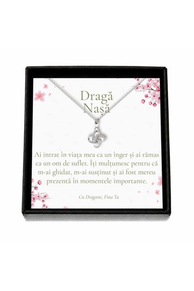 OEM Cutie cadou pentru Nașa de la partea fiicei – Colier cu trifoi de cristal...
