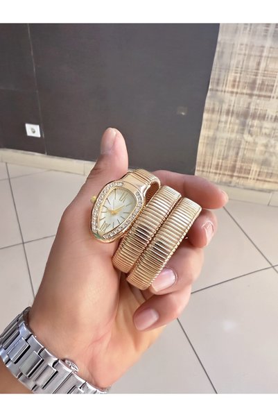 GUNESTAKI ساعة يد نسائية أنيقة بتصميم ثعبان وأرقام رومانية