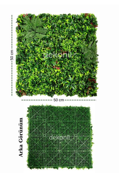 Dekonil Çiçekli Dekoratif Dikey Bahçe - Yapay Bitki Duvar Paneli 100x100 cm