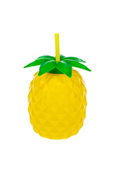 ANTBRO Pahar 3D în Formă de Ananas din Plastic fără BPA cu Pai Galben 800ml, ...