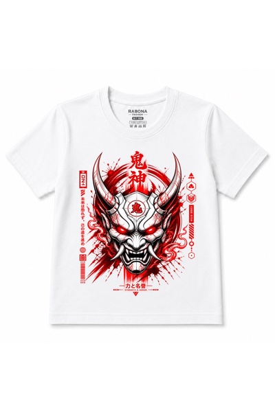 Rabona Fashion Oni Demon – Tricou pentru copii cu imprimeu roșu și negru cu m...