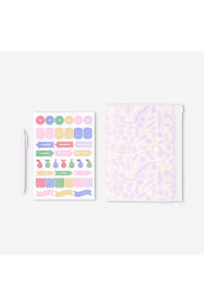 Flying Tiger Copenhagen Çiçek Desenli Kalemli Stickerlı Defter