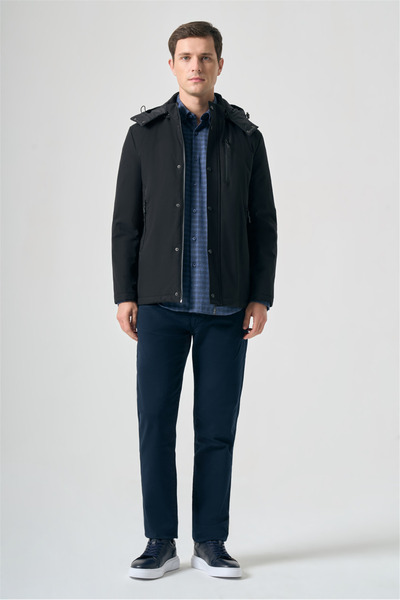 İmza Black Stand Collar Comfort Fit Coat 1008265154