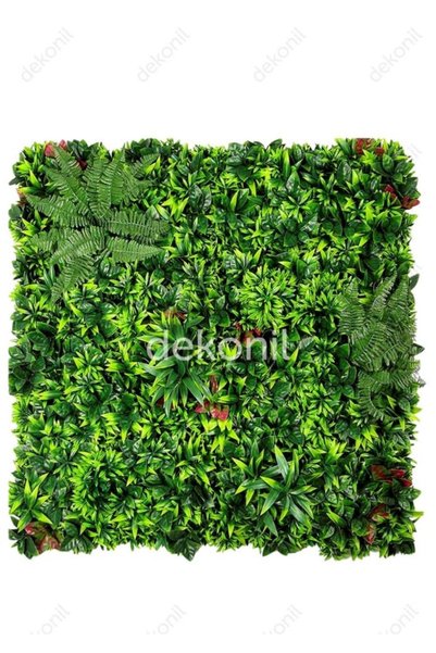 Dekonil Çiçekli Dekoratif Dikey Bahçe - Yapay Bitki Duvar Paneli 100x100 cm