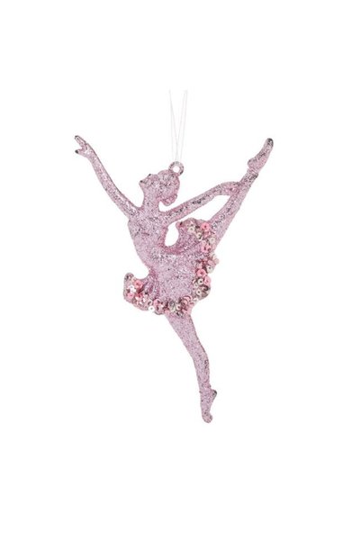 ANTBRO Ornament Brad de Crăciun Balerină cu Glitter Roz și Paiete 10x16cm, AN...