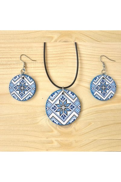 CrisArtDeco Set de bijuterii din lemn cu model tradițional 123039